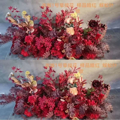 The New Red Wedding Hall Stage Yingbin HuaTiao Row Flowers T Stage Corridor Hotel Flower The Background