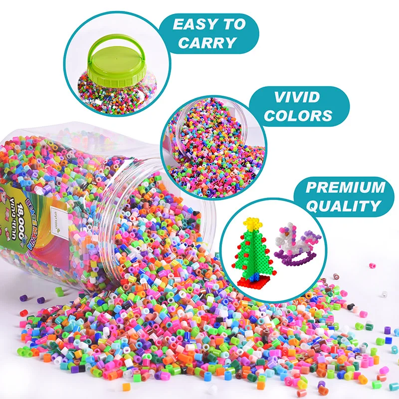 5mm Wholesale Big Bucket Bulk 32000Pieces Perler Beads Craft Pattern Pegboard Fuse Hama Beads Animal Kit For Kids