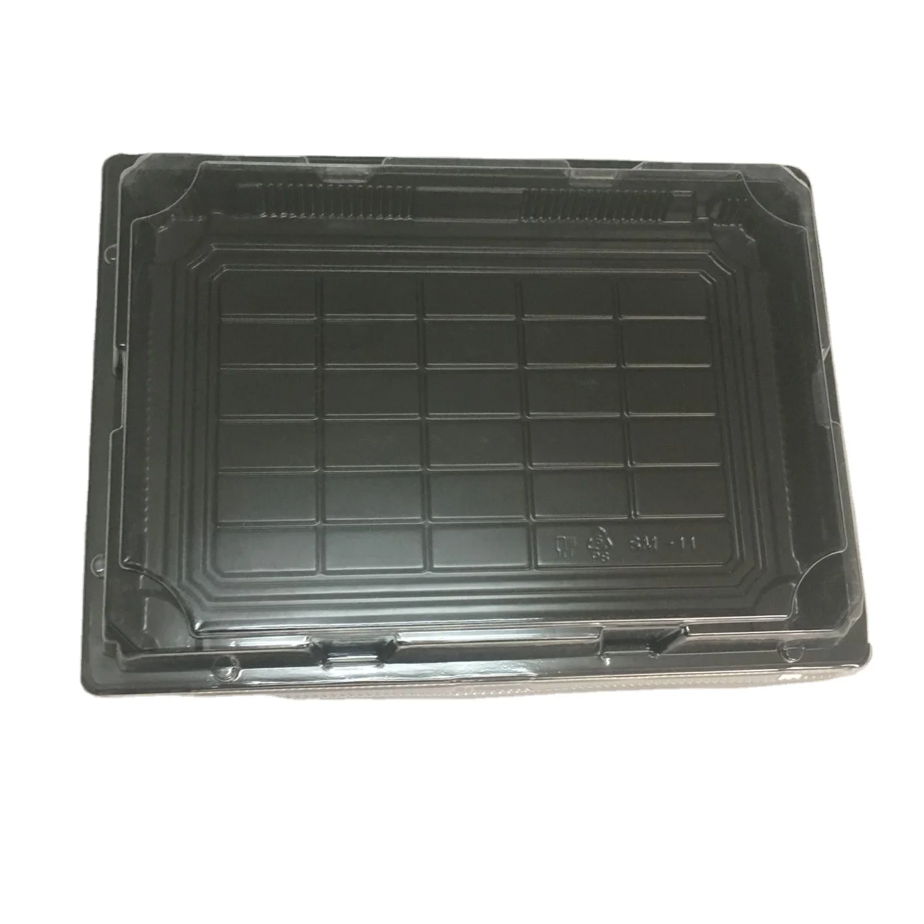 SM1-1111Black пластиковый лоток для суши прозрачная крышка упаковочная коробка хранения пластиковые лотки еды