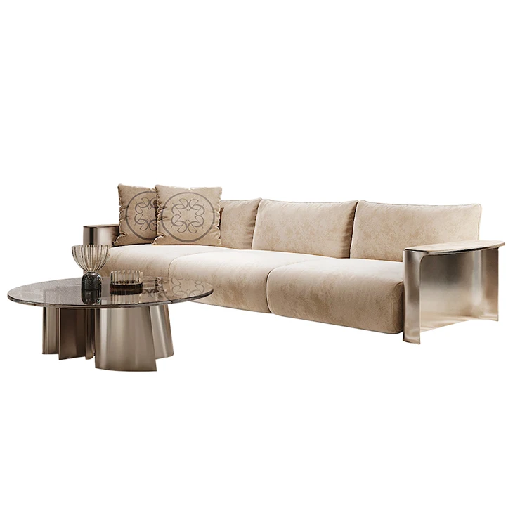 Living room sofa set furniture luxury nubuck cow leather leisure sofas I shape couches sofa with armrest