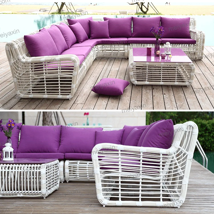 Competitive price sun protection rattan wicker sea patio furniture set