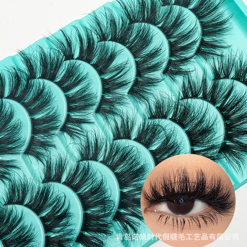 Cross-border false eyelashes thick long curly eyelashes European and American anti-mink eyelashes stage decoration false