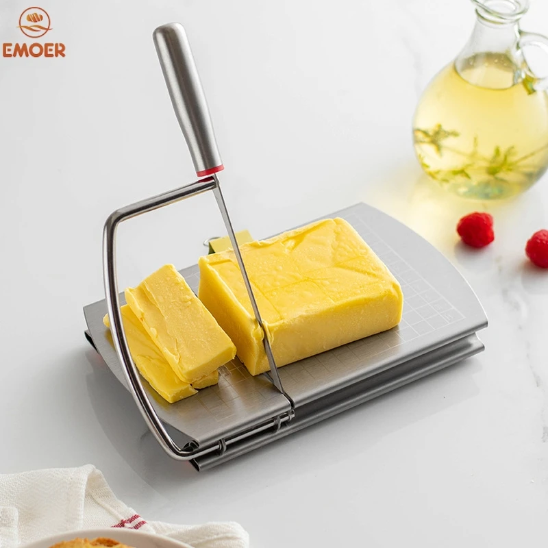 Graduated stainless steel cheese and cheese slicer ham cutter