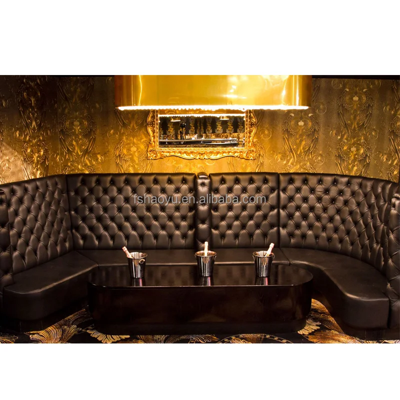 Wholesale U Shape Custom Nightclub Bar Lounge Furniture Fast Food KTV Velvet Round Nightclub Booth Seating