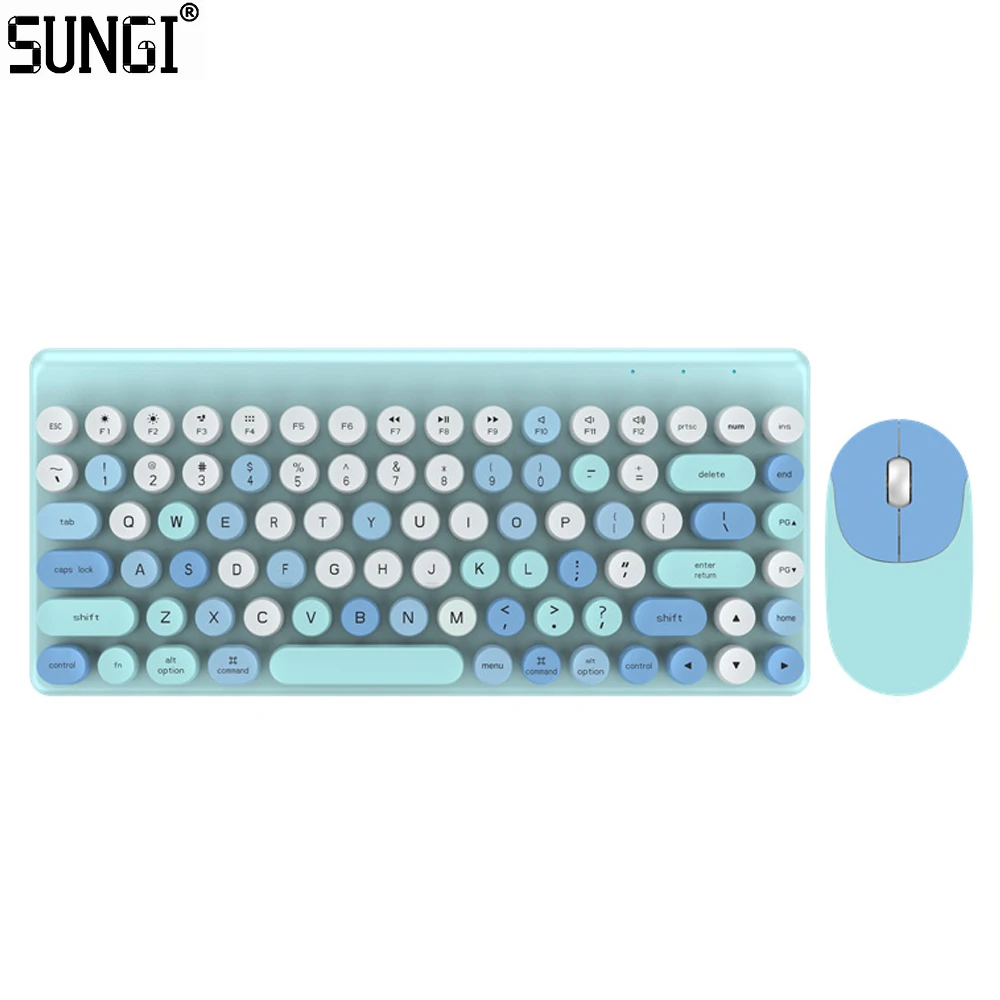 Portable 2.4GHz Wireless Computer Keyboard and Mouse Combo 86 Keys Multi Colored Plug and Play USB Receiver