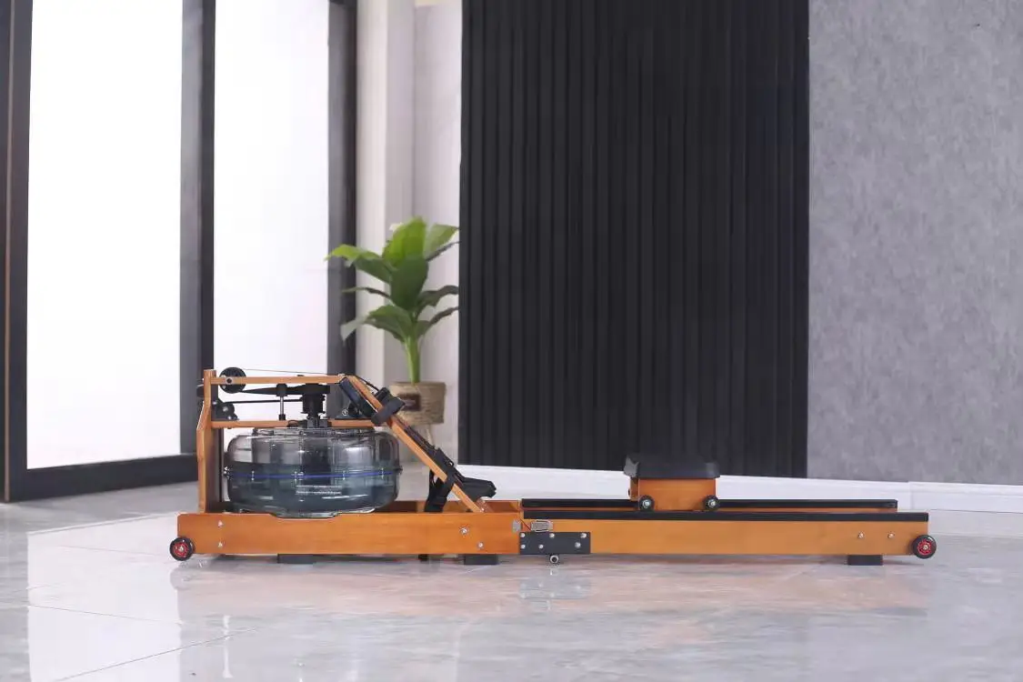 Wholesale Customized Gym Equipment Foldable Wood Water Rower Folding Seated Water Rowing Machine