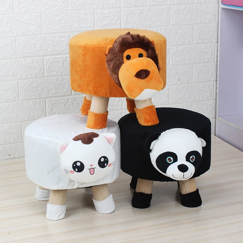 Amazon hot sale Cute Cartoon Animal Stools living room bedroom Creative Multi-style Handmade Animal Chair Wood Kids Stools