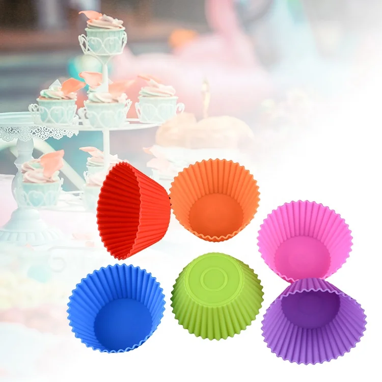 
Custom Baking Cups Cake Reusable Nonstick Round Muffin Silicone Cupcake Baking Mold 