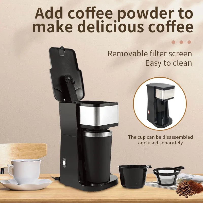 2024 Fashion 1-Cup Digital Coffee Maker Washable Basket Filter Auto Brew Coffee Machine Single-Serve Brewer