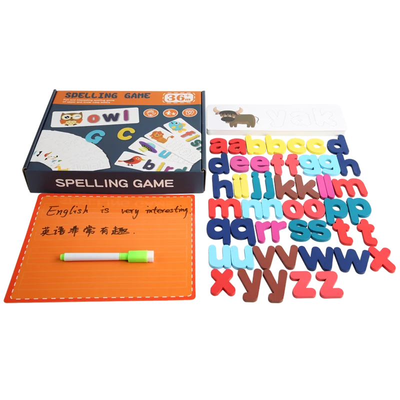 Montessori Education Wooden Toy Spelling Learning Word Matching Letters Puzzle For Kids