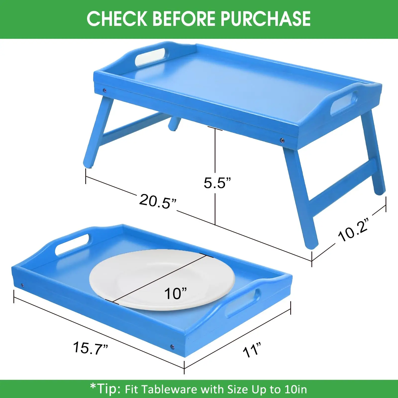 Bamboo Breakfast Tray Bamboo Tray Table With Handles Folding Legs  With Phone Tablet Holder Foldable Food Serving Trays
