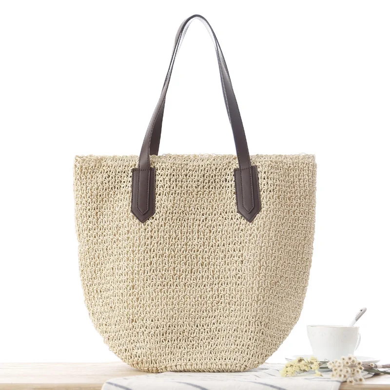 Newest hot sale women straw bags summer natural raffia straw beach bag