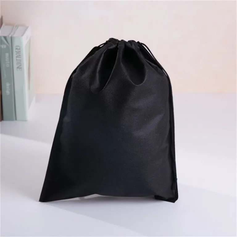 Custom Logo Black Color Drawstring Dust Nonwoven Bag