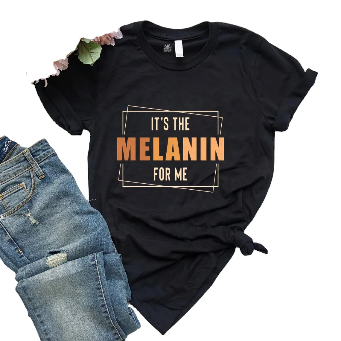 Лидер продаж, женская футболка, женские футболки из 100% хлопка, женская летняя Черная Женская одежда с изображением меланина