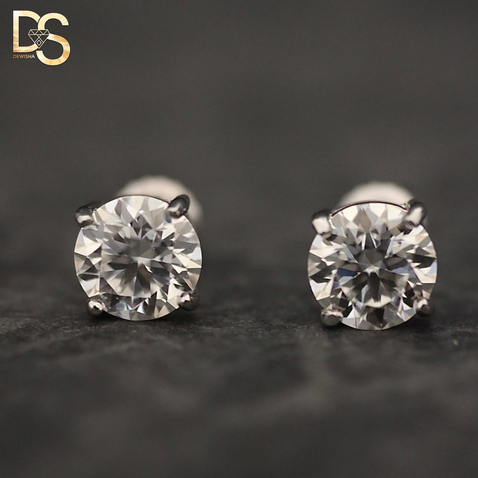 Moissanite 0.5CT 1CT 2CT 3CT Позолоченные 925 стерлингового серебра vvs D серьги-гвоздики с сертификатом Gra