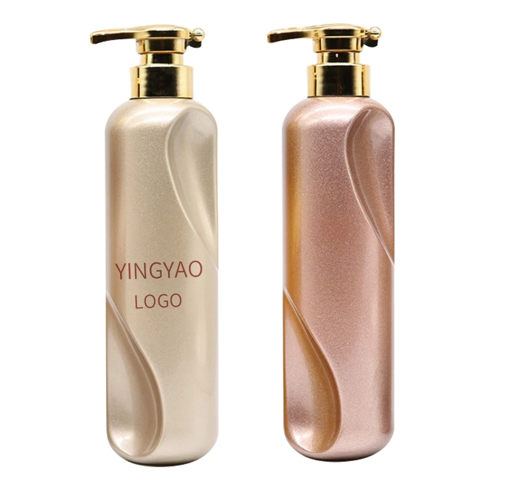 5 star hotel eco friendly hair costom wholesale 300ml 500ml rose gold plastic pump empty luxury shampoo bottle