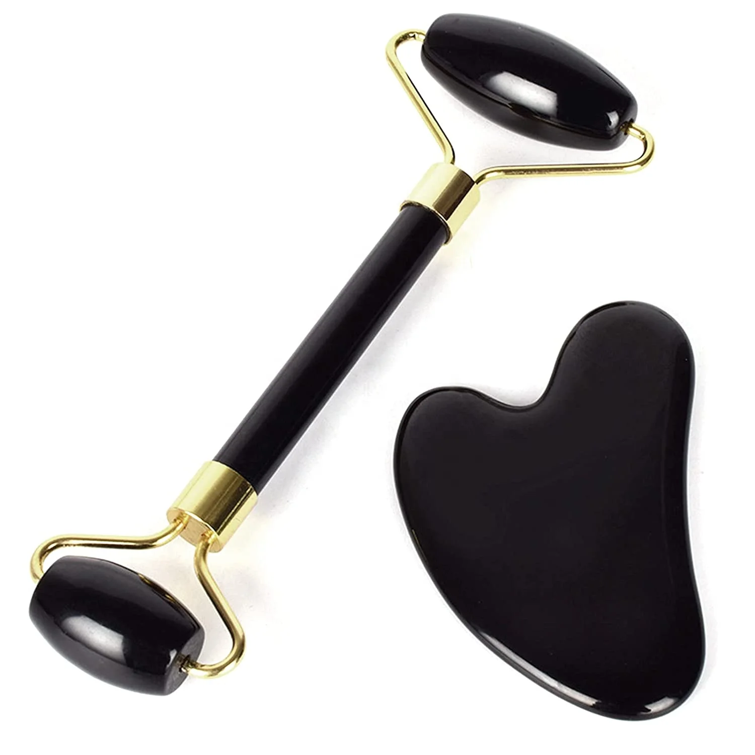 Wholesale Jade Face Roller High Quality Obsidian Face Roller Massage Tools Best Obsidian Jade Roller Gua Sha Set