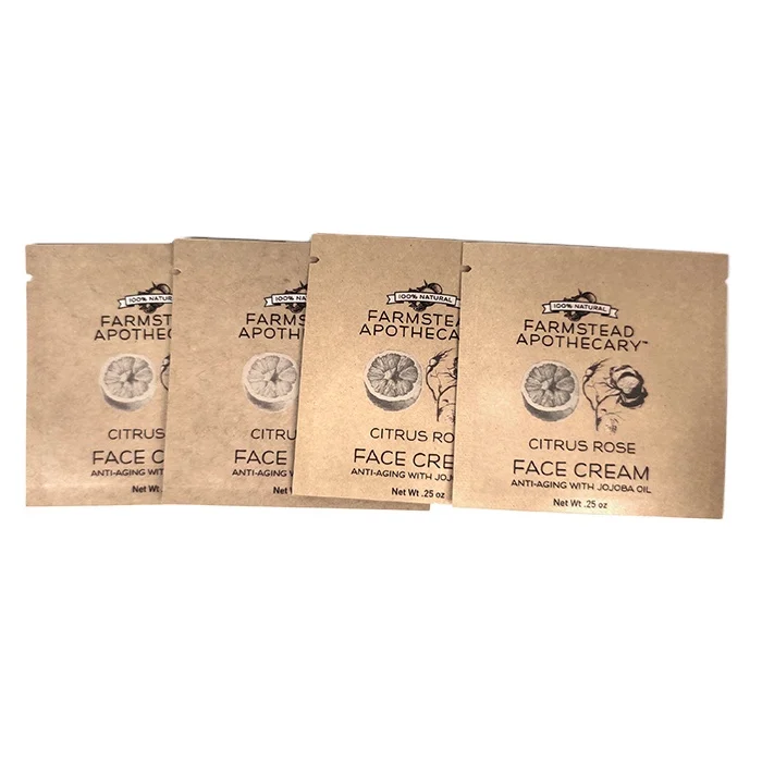 Custom sample small empty heat small kraft paper 3 side sealed bag aluminum foil sachet bags for coffee tea powder