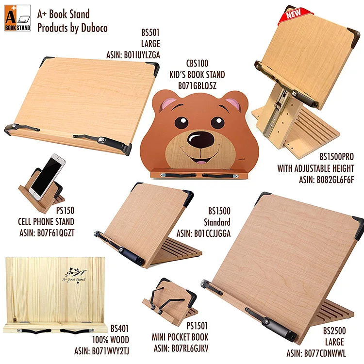 2021 Hot-selling Smooth Bamboo Book Display Stand Cookbook Rack Office Study Room Paper Pad Textbook Reading Holder