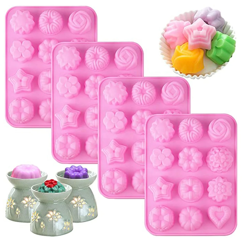 Flower Wax Melt Molds Silicone Mold for Candle Making Soap Jelly Pudding Molds Random Color Weight:95g