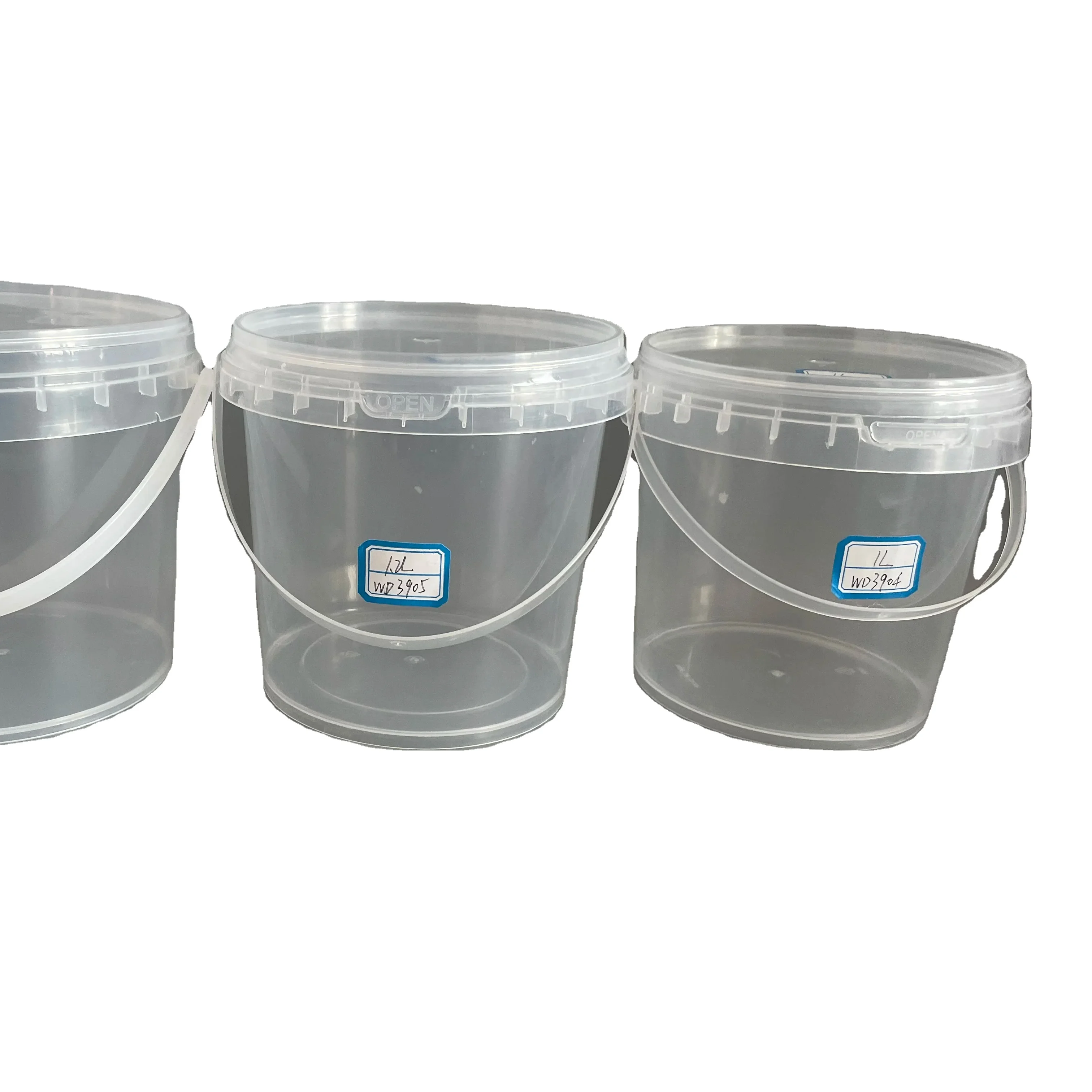 1-2l Food Grade 1 Gallon Container White  Pail  Round plastic drum Snacks barrels