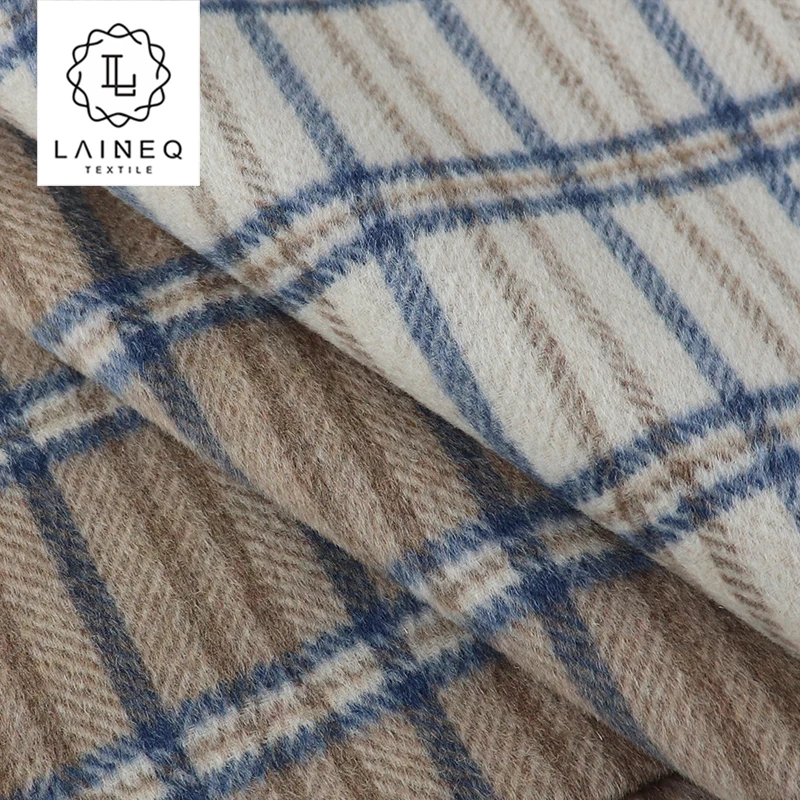 Модное двухстороннее пальто из шерсти в клетку/елочку альпака