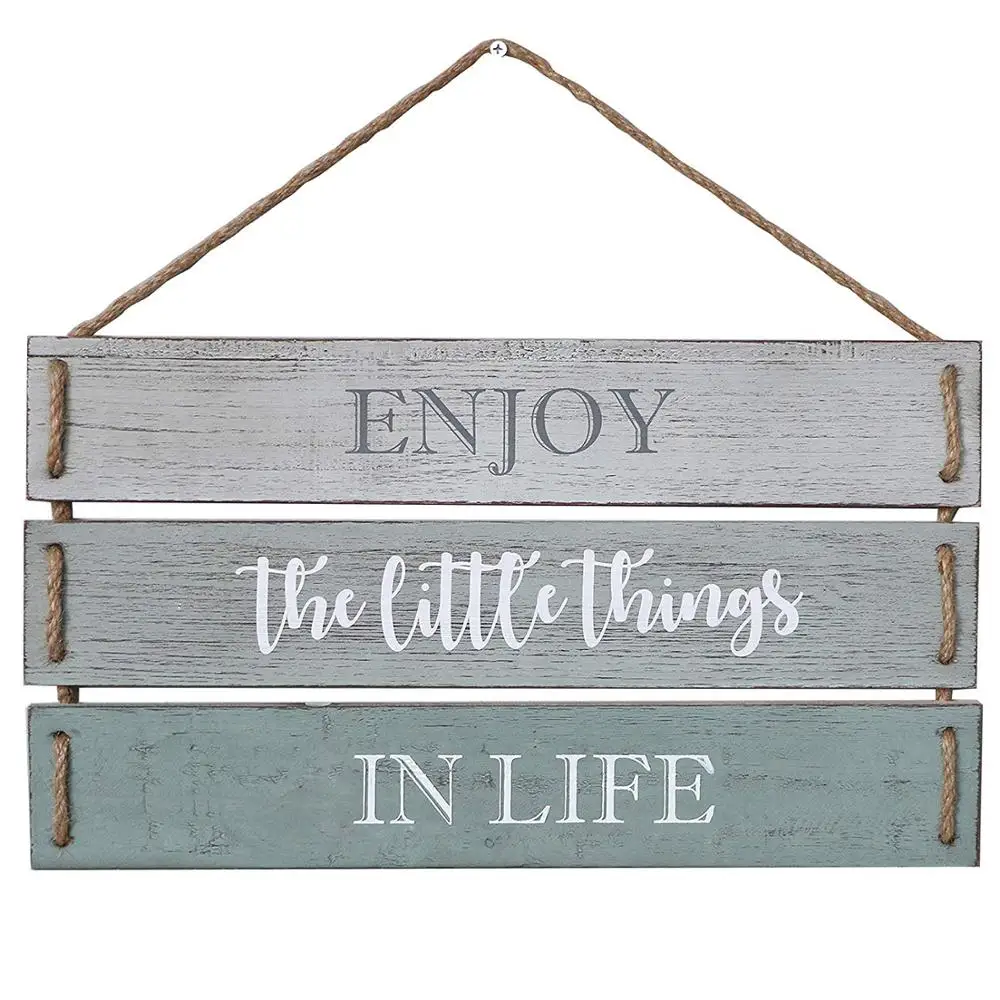 
Enjoy The Little Things in Life Wooden Plank Hanging Sign, Rustic Home Decorative Display Board 