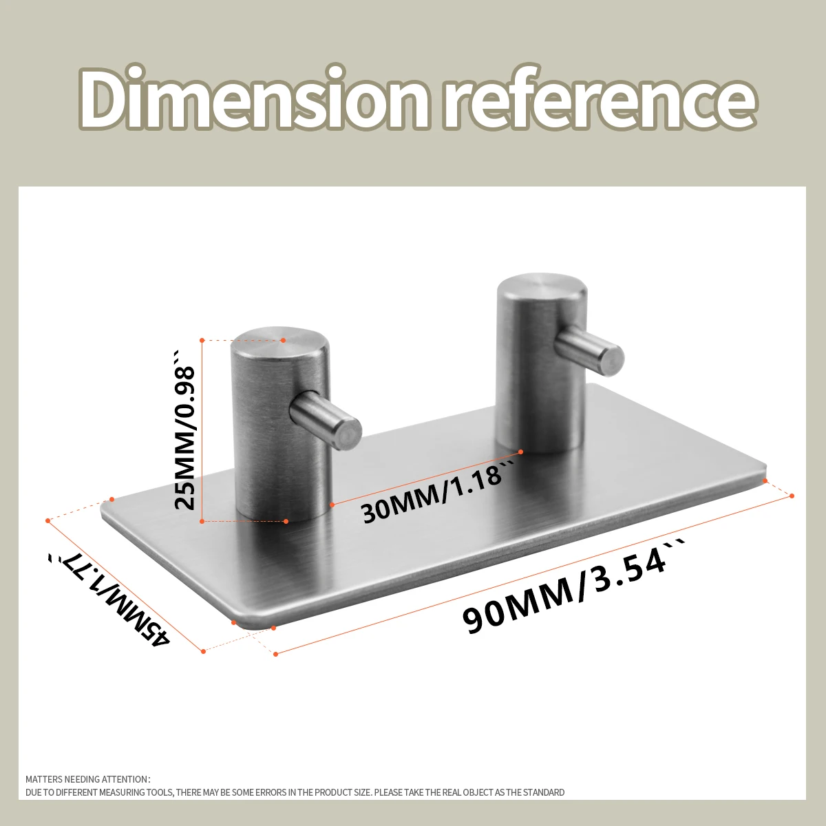 High Quality Stainless Steel Double Wall sticker Robe and Clothes Hooks, 3M Sticker