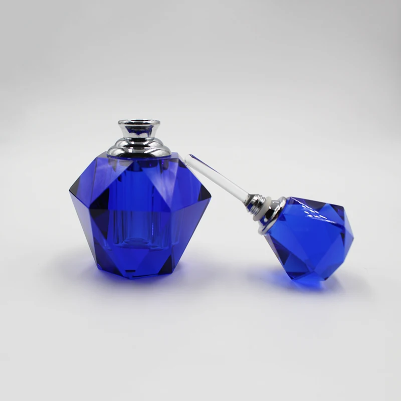 Оптовая продажа роскошный синий прозрачный пустой флакон для духов со стеклянными
