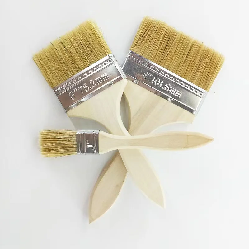 Factory processing customized pig bristle paint brush thickened wood handle paint brushes wall professional paint brushes