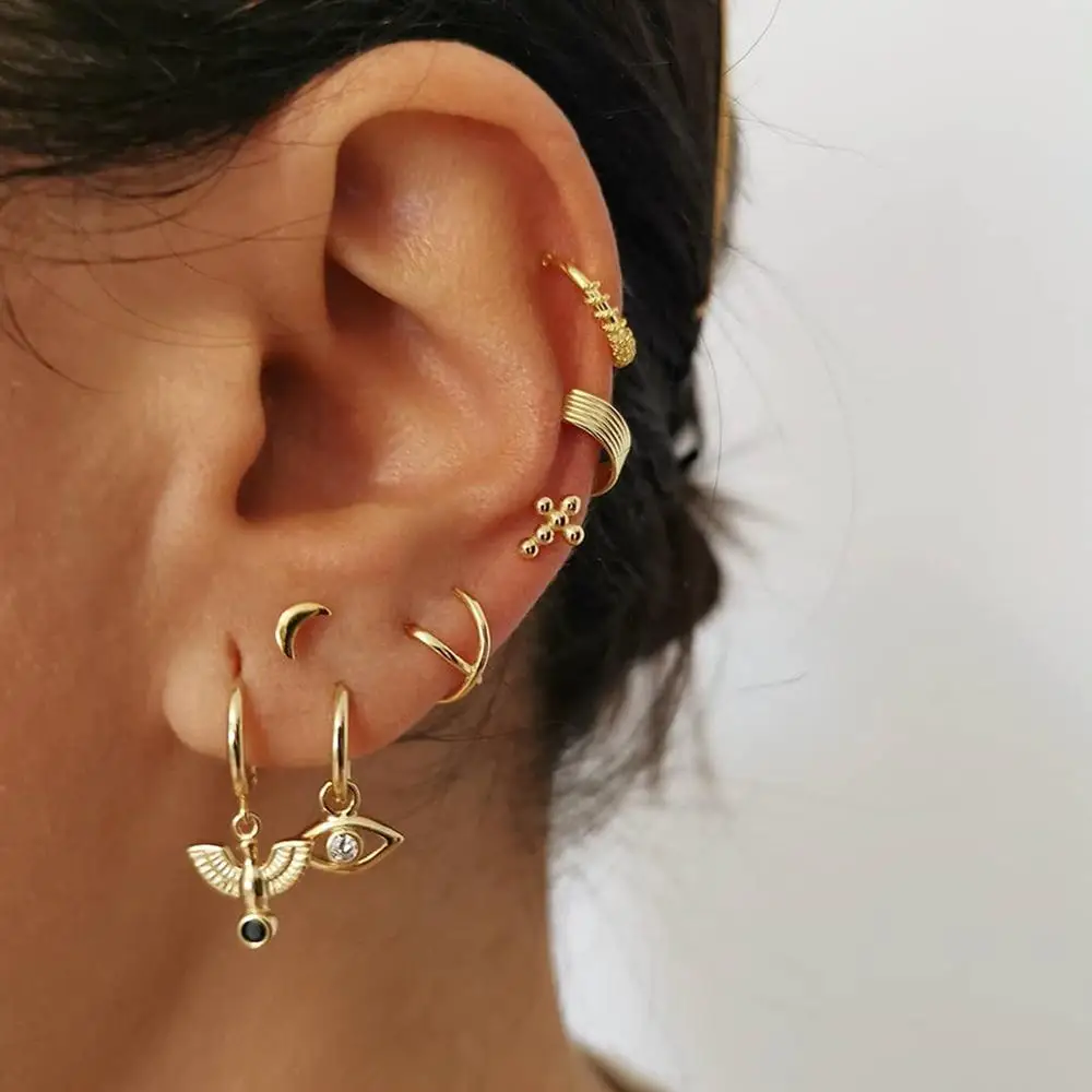 
Wholesale New Fashion Hoop Earrings Star Circle Shape Pendant Earrings Gold Plated Earrings For Women 