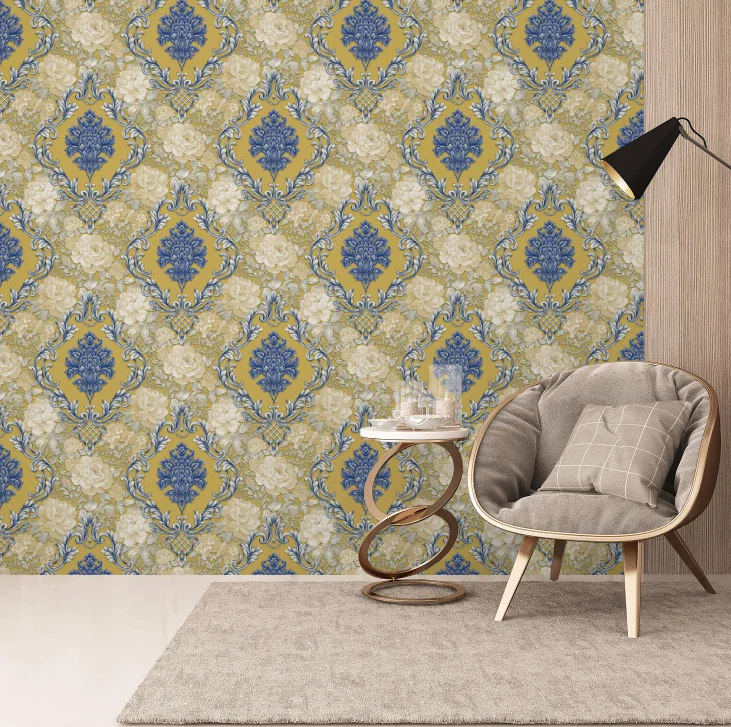Classic Design European Style Hot Sale PVC Home Wallpaper, 3D royal texture wallpaper