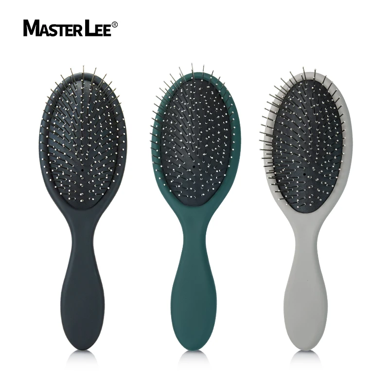 Materlee private label soft matte finish steel needle  teeth extension massage detangling hair brush series