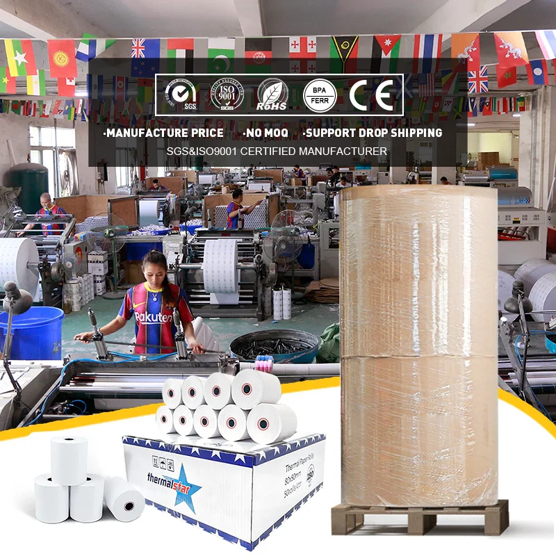 57Mm/40Mm Coreless 50*25 80 X 60 57 19 57Mm Width And 47Mm Diameter Thermal Paper Roll