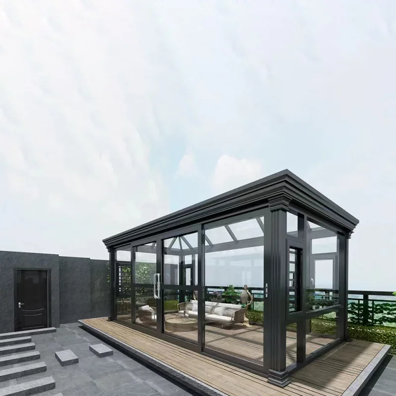 Factory customization solarium aluminum growing greenhouse patio enclosure kits home exterior relax garden glass house sunroom