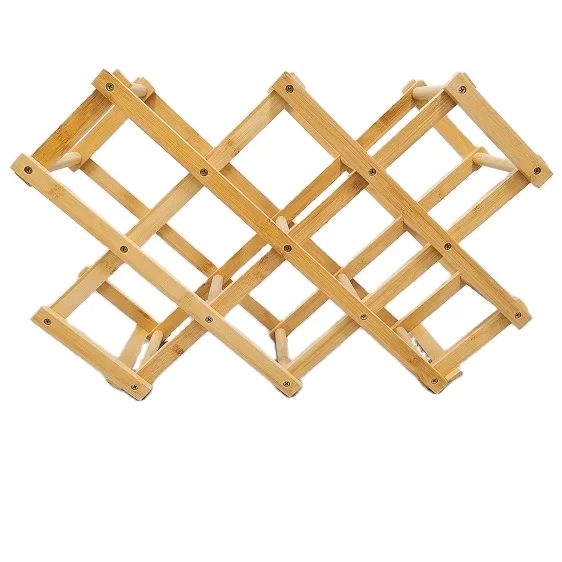  Durable Using Low Price Creative Solid Bamboo Foldable Wine Rack Red