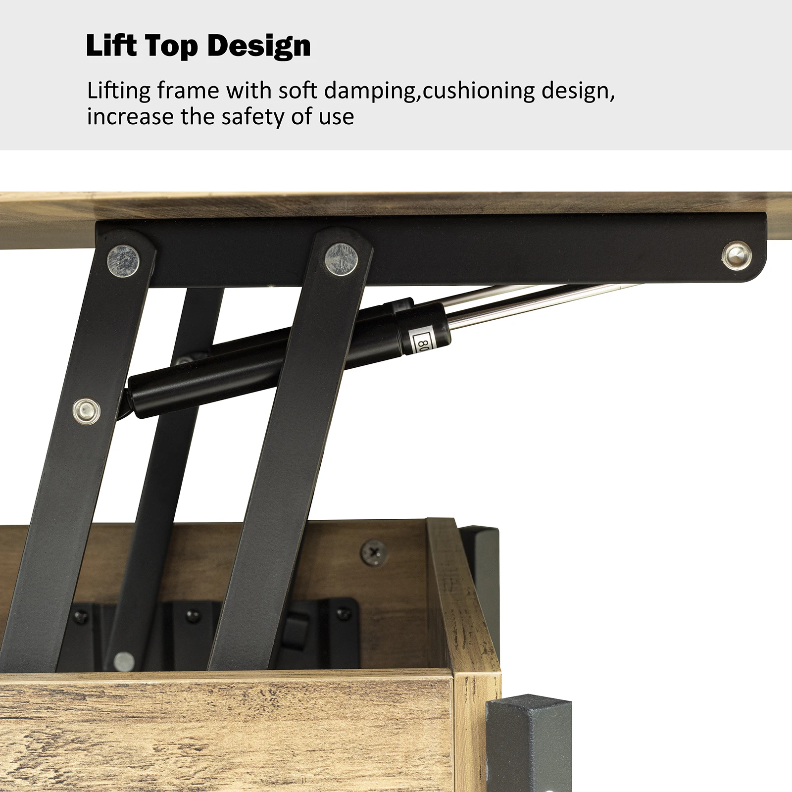 Round Center Table Wood Lift Top Circular Coffee Table with Hidden Storage Compartment and Shelf
