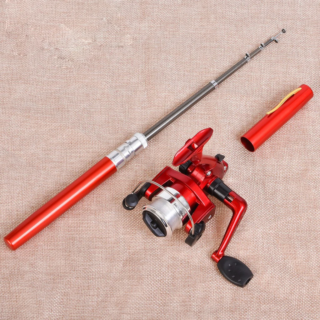 portable telescopic pocket pen fishing rod and reel spinning combo kit winter ice fishing sea tackle