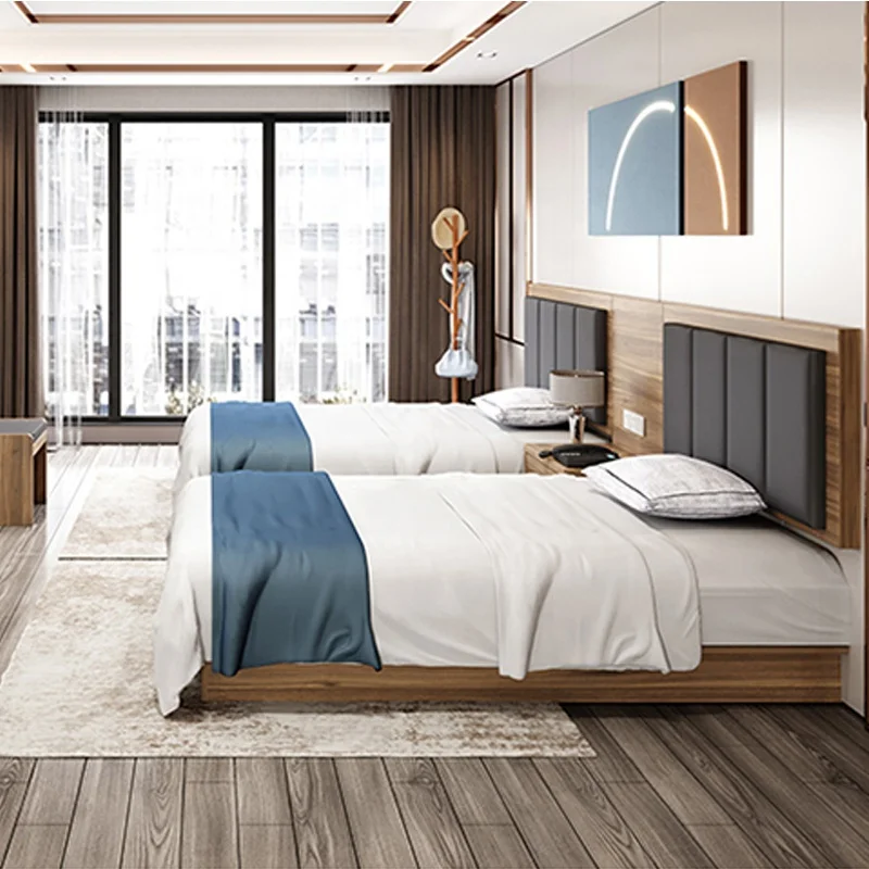 Full set of hotel furniture customized supplier, 5-star hotel apartment bedroom bed furniture set