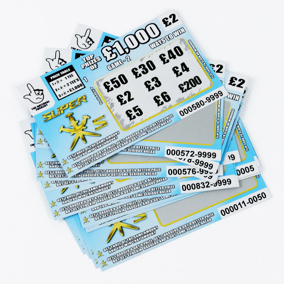 Custom Paper Lottery Tickets Printing Scratch Cards for Scratch and Win cards