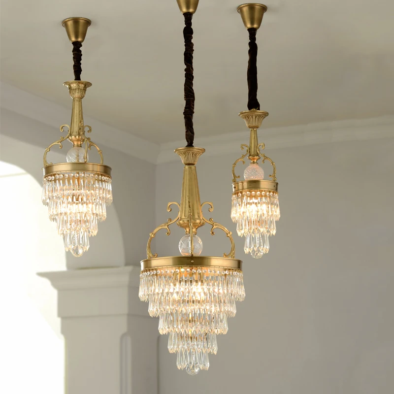 2020 Hot Sell Products Modern Hanging Lamp China Manufacture Elegant Ceiling Light Antique Brass Crystal Chandeliers