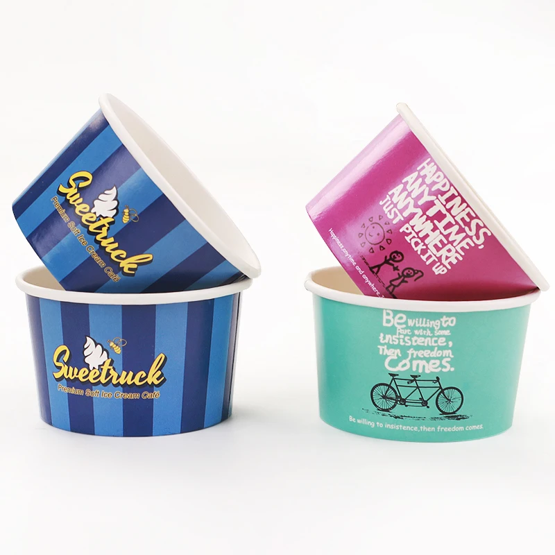 Custom printed disposable Ice Cream Paper  Packaging Container