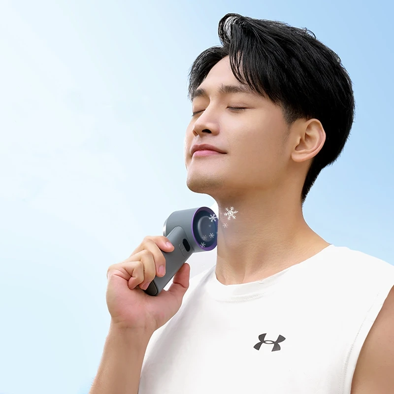 2024 Handheld 100 Gear Endless Adjust Refrigeration Cold Compress Air Cooler USB Rechargeable Cooling Mini Portable Hand Fan