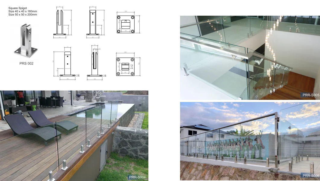 Modern Frameless Balustrade Glass Railing 10-12mm Swimming Pool Glass Fence Deck 316 Duplex 2205 Stainless Steel Glass Pool Spig