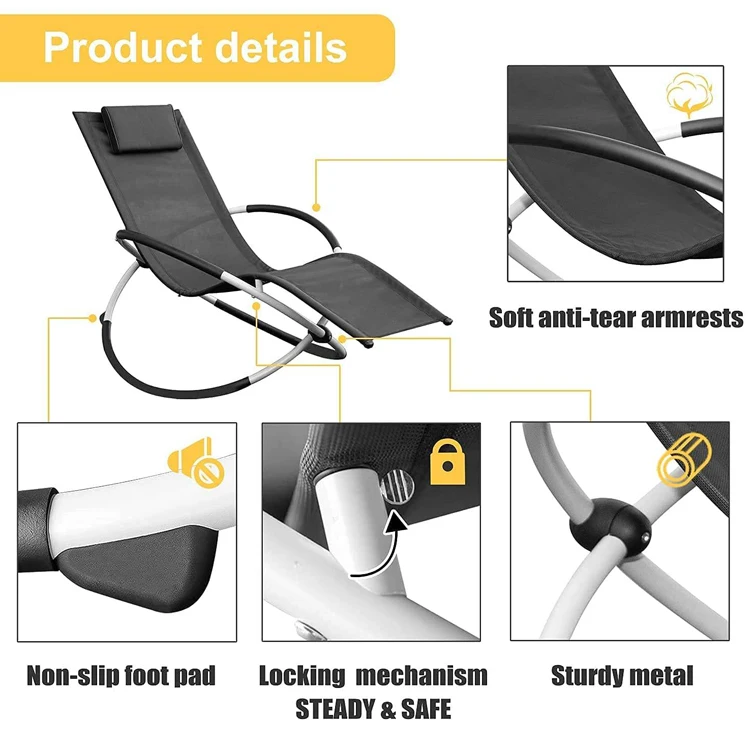 Indoor Outdoor Beach Garden Patio Folding Zero Gravity Rocking Chair Sun Recliner Lounger Chair