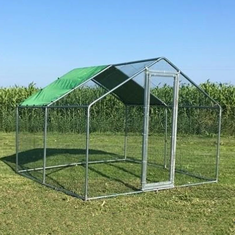 Paw Hut Galvanized Metal chicken coop cage with cover walk in pen run