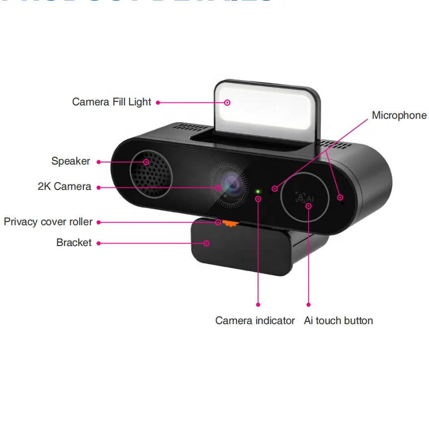 USB HD Webcam With Light All in One Profissional Meeting  Camera Auto Tracking Video Conference Camera