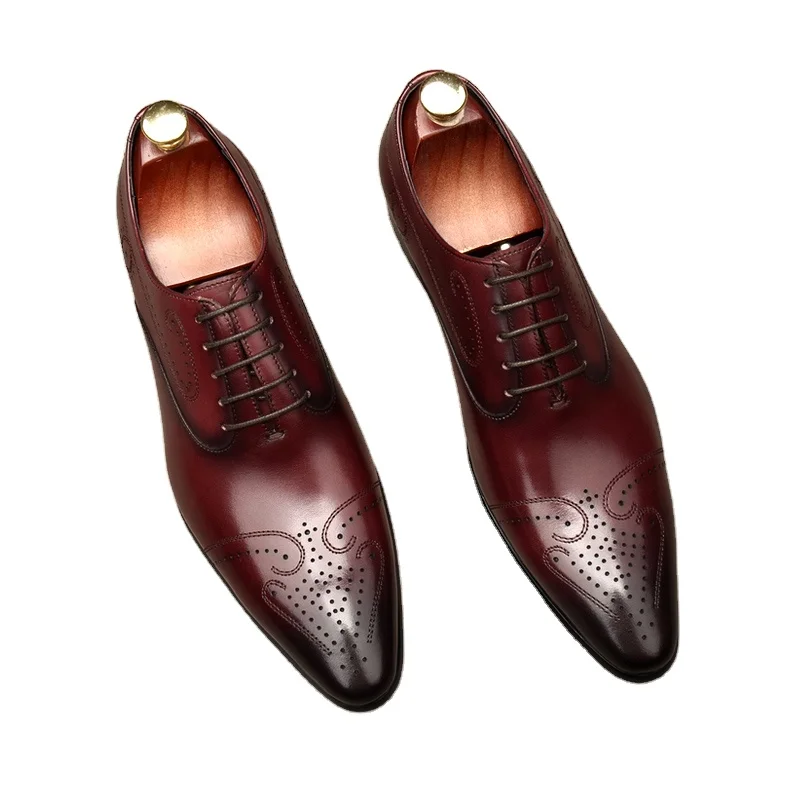 Мужская обувь Bullock со шнуровкой резная кожа. Формальная свадьба дресс-код. Размер