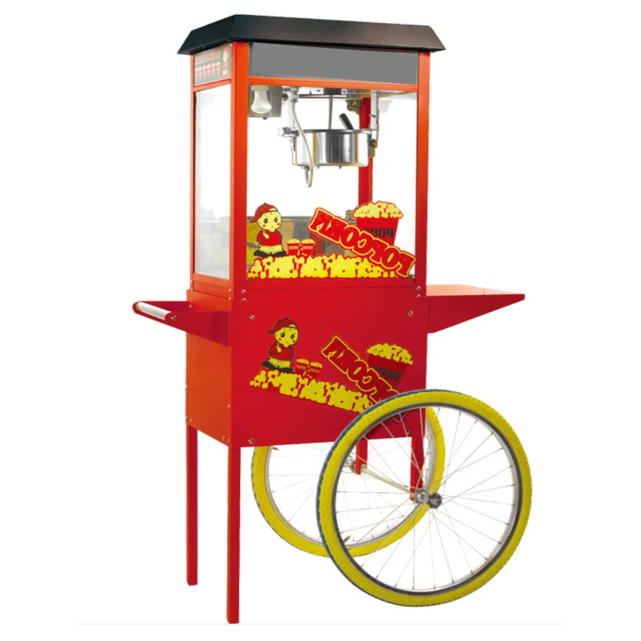 
Cheap Price CE approved Electric Automatic Cinema hot air Popcorn Machine Maker with cart Commercial Household Food Machine 
