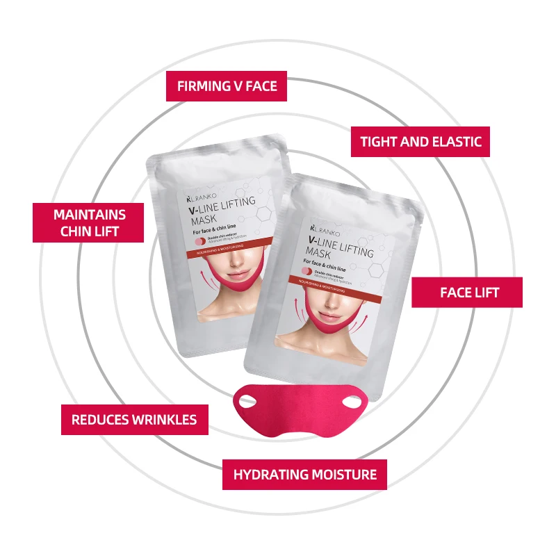 Private Label Skincare Products V Line Double Chin Lifting Hydrogel Collagen Mask Shaped Slimming Face Mask with Hyaluronic Acid